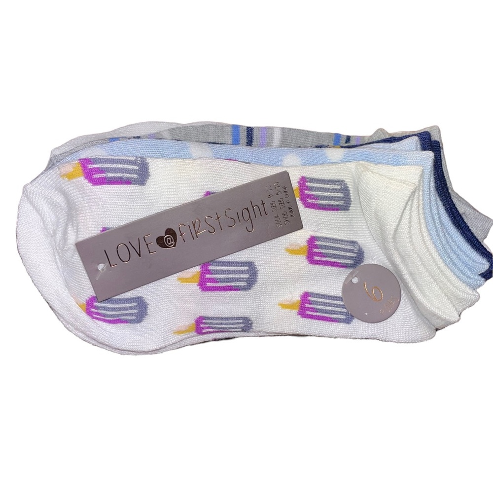 LOVE @ FIRST SIGHT LOW SHOW SOCKS 6 PAIRS ICE CREAM THEME 6 PAIRS